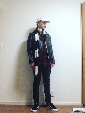 「ライブ」｜「アイテム（ライダースジャケット）」を使った、MICHYさん（メンズ・178cm）の冬コーディネート