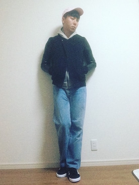 「LAD MUSICIAN（ラッドミュージシャン）のアイテム（スタジャン）」を使った、MICHYさん（メンズ・178cm）の冬コーディネート