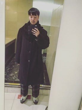 「LAD MUSICIAN（ラッドミュージシャン）のアイテム（スーツパンツ）」を使った、MICHYさん（メンズ・178cm）の冬コーディネート