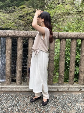 「ADAM ET ROPE'（アダムエロペ）のアイテム（バレエシューズ）」を使った、ﾆ ｼ ﾜ ｷ  ｼ ﾎさん（レディース・158cm）の夏コーディネート