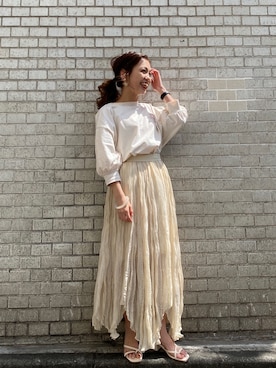 「バックロゴ」｜「アイテム（スカート）」を使った、yuikaさん（レディース・152cm）の春コーディネート