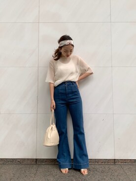 「透けトップス」｜「アイテム（財布/小物）」を使った、yuikaさん（レディース・152cm）の春コーディネート