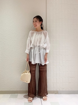 「透けトップス」｜「アイテム（財布/小物）」を使った、yuikaさん（レディース・152cm）の夏コーディネート