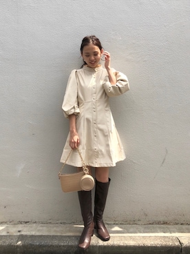 「レザー」｜「アイテム（エコバッグ/サブバッグ）」を使った、yuikaさん（レディース・152cm）の夏コーディネート