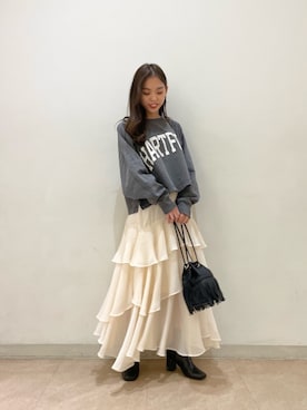 「Chico（チコ）のアイテム（スカート）」を使った、yuikaさん（レディース・152cm）の春コーディネート