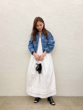 「コットンレース」｜「アイテム（ジャケット/アウター）」を使った、yuikaさん（レディース・152cm）の春コーディネート