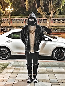 「A BATHING APE（アベイシングエイプ）のアイテム（その他アウター）」を使った、Tsung-Mu Chuangさん（メンズ・174cm）の冬コーディネート