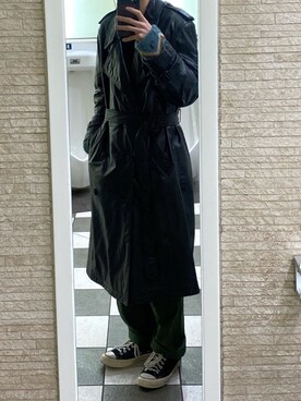 「レザーコーデ」｜「アイテム（トレンチコート）」を使った、8️⃣さん（メンズ・178cm）の冬コーディネート