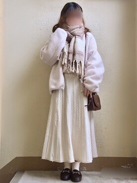 「チェックマフラー」｜「アイテム（その他アウター）」を使った、おむ🍳さん（レディース・145cm）の冬コーディネート