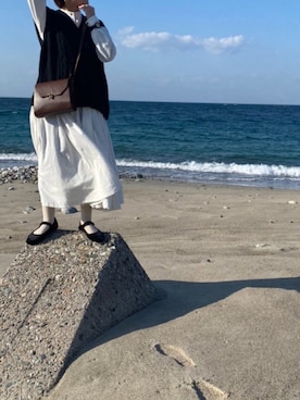 「Libra Cue（リブラ キュー）のアイテム（シャツワンピース）」を使った、yusoc6さん（レディース・153cm）の春コーディネート