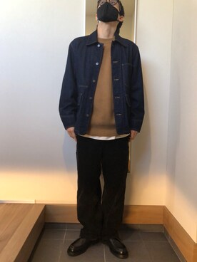 「Ray-Ban（レイバン）のRay-Ban/レイバン/ROUND ACETATE -2180F-（サングラス、ブラック系）」を使った、symmmさん（メンズ・175cm）の冬コーディネート