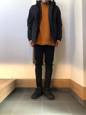 「THE NORTH FACE（ザノースフェイス）のアイテム（マウンテンパーカー、ブラック系）」を使った、symmmさん（メンズ・175cm）の冬コーディネート