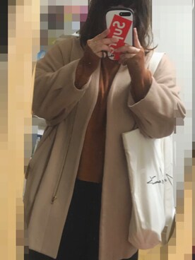 「コクーンコート」｜「アイテム（ノーカラージャケット）」を使った、maaaikさん（レディース・157cm）の秋コーディネート