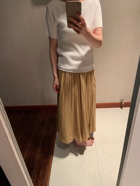 「BEAMS（ビームス）のアイテム（スカート、ゴールド系）」を使った、瓜瓜さん（レディース）の夏コーディネート