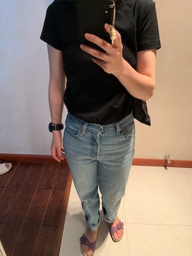 「Levi's（リーバイス）のアイテム（デニムスカート、ブルー系）」を使った、瓜瓜さん（レディース）の夏コーディネート