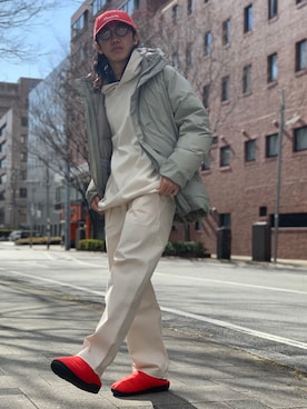 「Champion（チャンピオン）のアイテム（帽子）」を使った、Treeさん（メンズ・168cm）の冬コーディネート