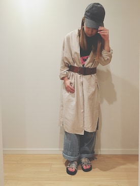 「グラフィックＴ」｜「アイテム（ワンピース/ドレス）」を使った、mi.さん（レディース・158cm）の春コーディネート