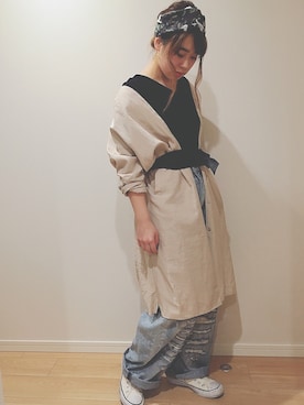 「シャツディガン」｜mi.さん（レディース・158cm）の春コーディネート