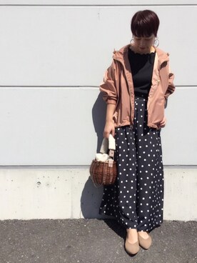 「CIAOPANIC TYPY（チャオパニックティピー）の【2WAY】ファーラウンドカゴバッグ（かごバッグ）」を使った、mi.さん（レディース・158cm）の秋コーディネート