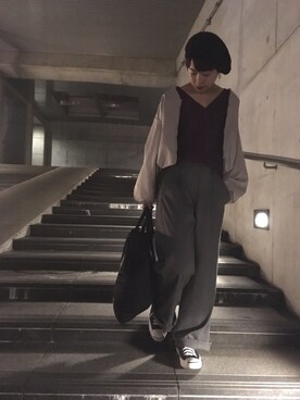 「CIAOPANIC TYPY」｜「アイテム（ハンチング/ベレー帽）」を使った、mi.さん（レディース・158cm）の秋コーディネート