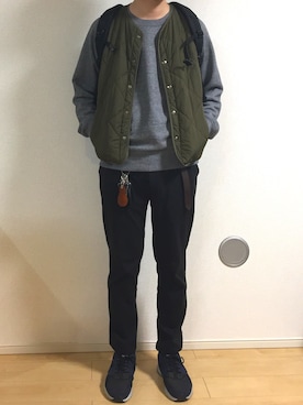「UNITED ARROWS（ユナイテッドアローズ）のアイテム（ダウンベスト）」を使った、汐さん（メンズ・177cm）の春コーディネート