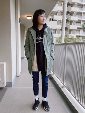 「TODAYFUL（トゥデイフル）のアイテム（ミリタリージャケット）」を使った、lilyさん（レディース・166cm）の冬コーディネート