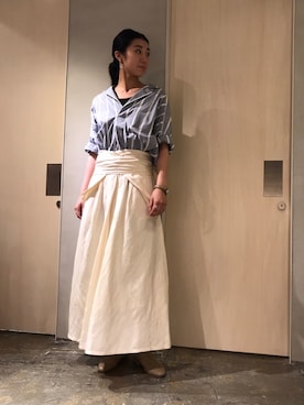 「note et silence （ノートエシロンス）のアイテム（シャツワンピース）」を使った、ogushiさん（レディース・168cm）の春コーディネート