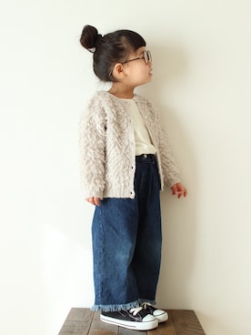 「BRANSHES（ブランシェス）のアイテム（パンツ）」を使った、teiccoさん（キッズ・90cm）の冬コーディネート