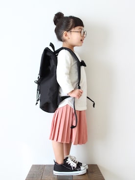 「こども ビームス（コドモビームス）のアイテム（バッグ）」を使った、teiccoさん（キッズ・90cm）の冬コーディネート