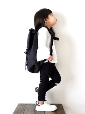 「こども ビームス（コドモビームス）のアイテム（バッグ）」を使った、teiccoさん（キッズ・90cm）の冬コーディネート