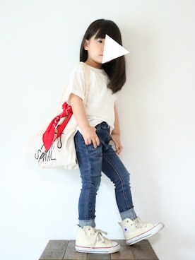 「RADCHAP（ラッドチャップ）のアイテム」を使った、teiccoさん（キッズ・90cm）の春コーディネート