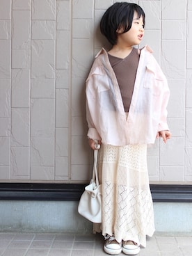 「BRANSHES（ブランシェス）のアイテム（スカート）」を使った、teiccoさん（キッズ・110cm）の春コーディネート