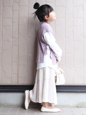 「アイテム（バレエシューズ）」を使った、teiccoさん（キッズ・122cm）の春コーディネート