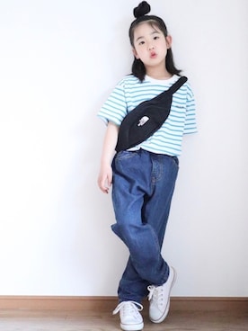 「アイテム（ボディバッグ/ウエストポーチ）」を使った、teiccoさん（キッズ・122cm）の春コーディネート