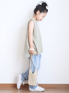 「ZARA KIDSのアイテム（デニムパンツ）」を使った、teiccoさん（キッズ・122cm）の夏コーディネート
