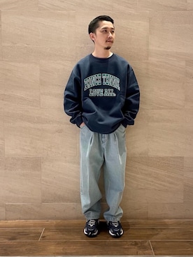 「RECOMMEND  ITEM STYLING」｜「アイテム（スウェット）」を使った、YOICHI MOROFUJIさん（メンズ・165cm）の冬コーディネート