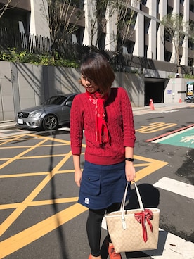 「CHUMS（チャムス）のアイテム（スカート）」を使った、王小六さん（レディース・162cm）の冬コーディネート
