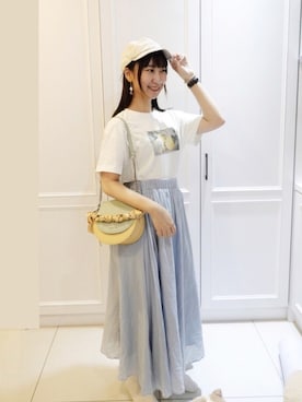 「オフホワイト」｜「アイテム（キャップ）」を使った、Angel🌸さん（レディース・164cm）の夏コーディネート