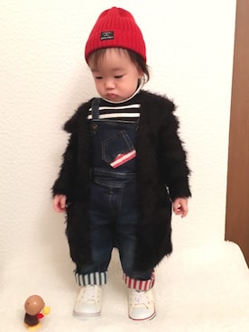 「H&M（エイチ・アンド・エム）のアイテム（カーディガン/ボレロ）」を使った、iyori2015さん（キッズ・80cm）の冬コーディネート