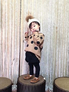 「no brand（ノーブランド）のアイテム（モカシン/デッキシューズ）」を使った、iyori2015さん（キッズ・80cm）の冬コーディネート