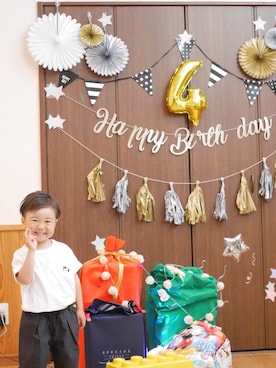 「ARIGATO（アリガトウ）のアイテム」を使った、iyori2015さん（キッズ・90cm）の春コーディネート