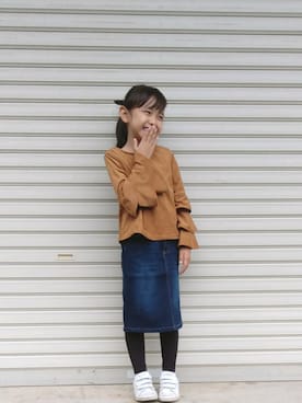 「アイテム（デニムスカート）」を使った、chipurikaさん（キッズ・110cm）の秋コーディネート