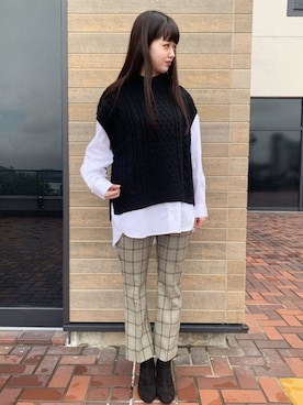 「チェック柄に恋してる」｜か ほさん（レディース・163cm）の秋コーディネート