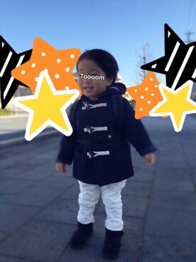 「babygap」｜「アイテム（ダッフルコート）」を使った、toooomさん（キッズ・80cm）の冬コーディネート