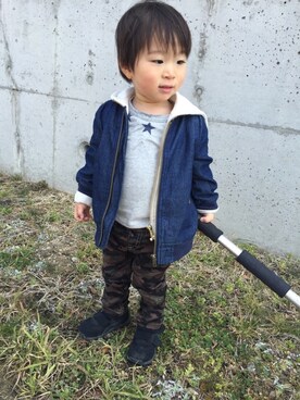 「静岡キッズ」｜「アイテム（キャップ）」を使った、toooomさん（キッズ・80cm）の春コーディネート