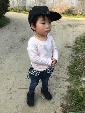 「静岡キッズ」｜「アイテム（キャップ）」を使った、toooomさん（キッズ・80cm）の春コーディネート