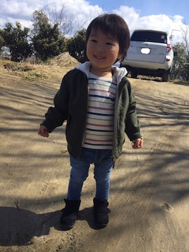 「静岡キッズ」｜「アイテム（ジャケット/アウター）」を使った、toooomさん（キッズ・80cm）の春コーディネート