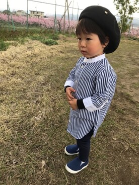 「静岡キッズ」｜「アイテム（ハンチング/ベレー帽）」を使った、toooomさん（キッズ・90cm）の春コーディネート