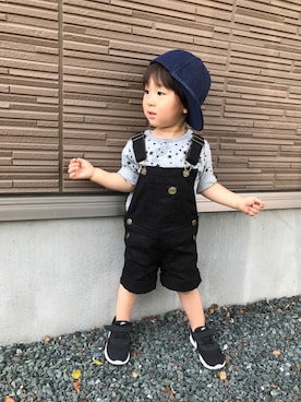 「静岡キッズ」｜「アイテム（オールインワン・サロペット）」を使った、toooomさん（キッズ・90cm）の春コーディネート