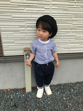 「静岡キッズ」｜「アイテム（ハンチング/ベレー帽）」を使った、toooomさん（キッズ・90cm）の夏コーディネート